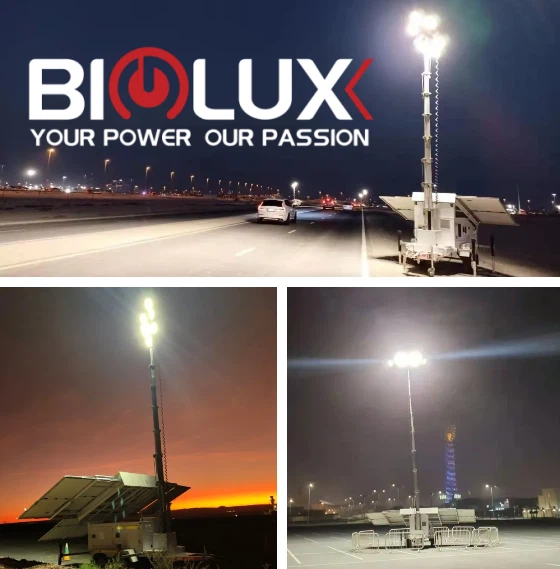 China Factory Mobile Solar Trailer With Security Cameras Work 24h