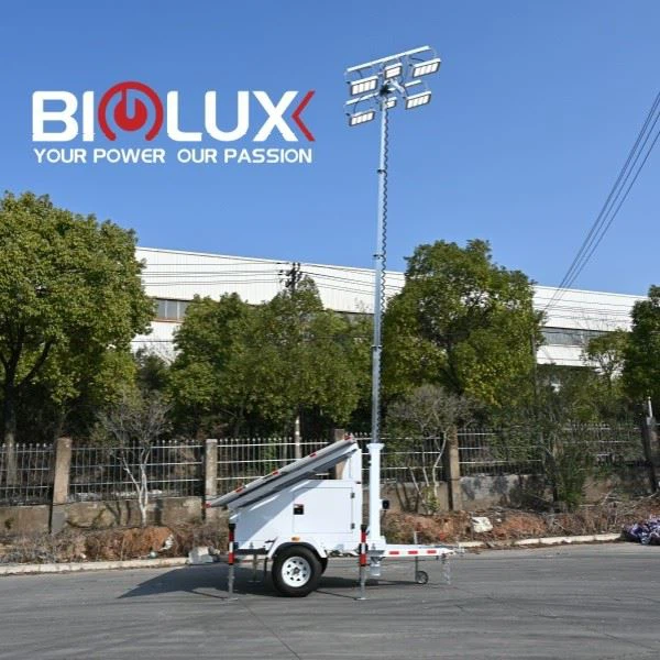 China Factory Mobile Solar Trailer With Security Cameras Work 24h