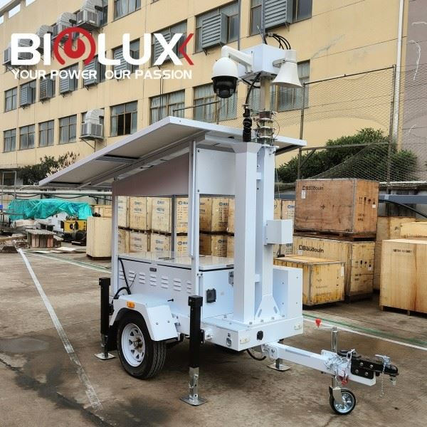 Solar Surveillance System Trailer With Camera High Efficiency