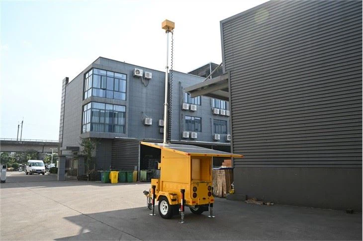 Mobile Solar Surveillance Trailer With Telescopic Mast